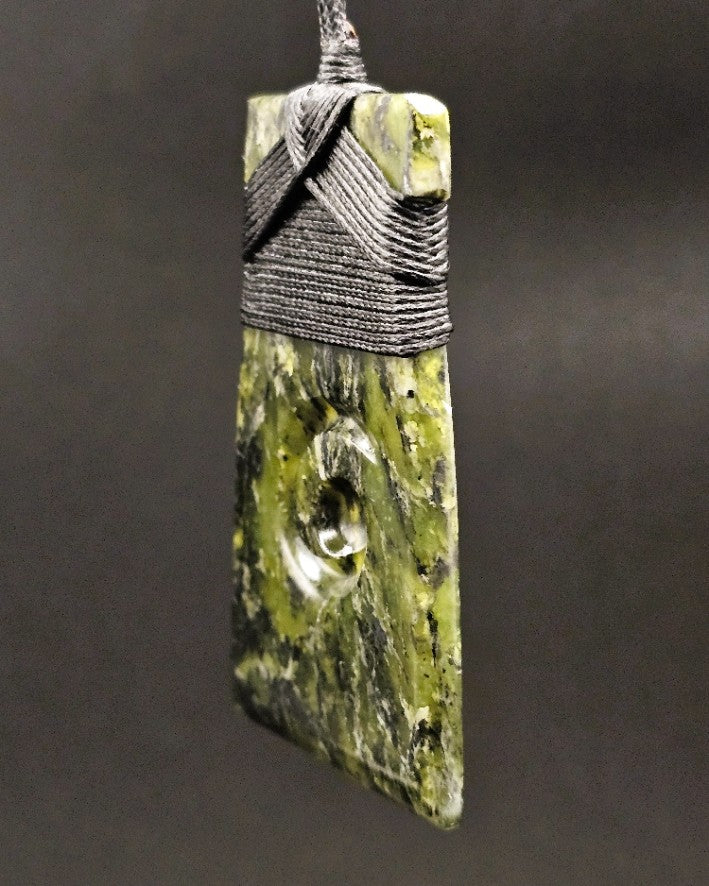 Hand Carved Pounamu Toki/Adze with Koru