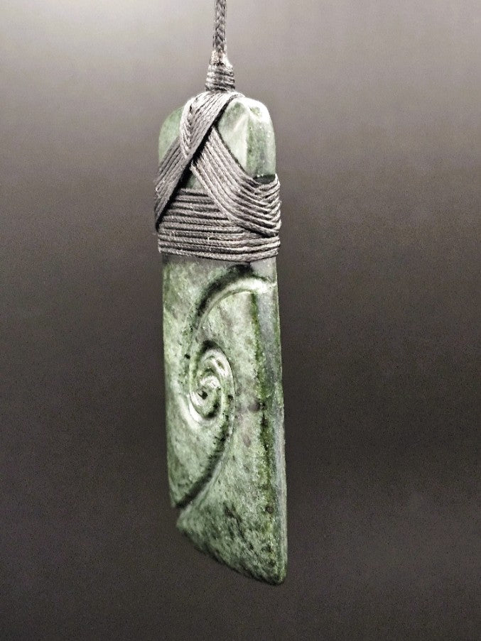 Hand Carved Pounamu Toki/Adze with Koru