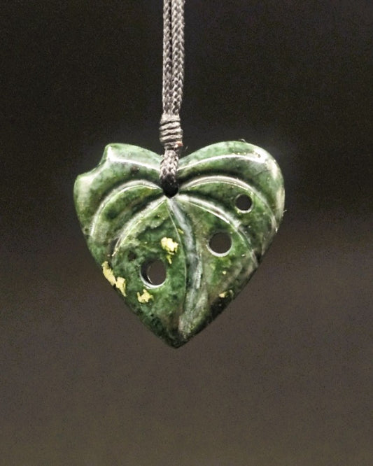 Hand Carved Pounamu Kawakawa Leaf