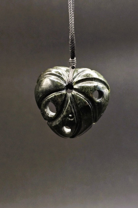 Hand Carved Pounamu Kawakawa Leaf