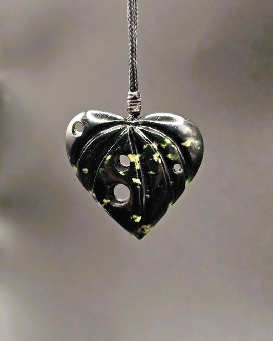 Hand Carved Pounamu Kawakawa Leaf