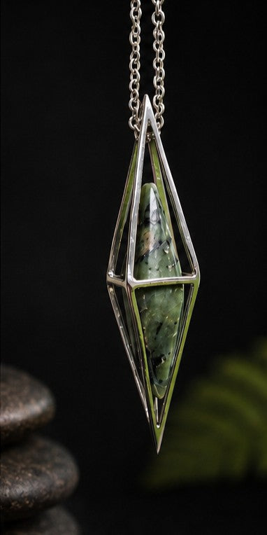 Hand Crafted Pounamu & Sterling Silver Necklace