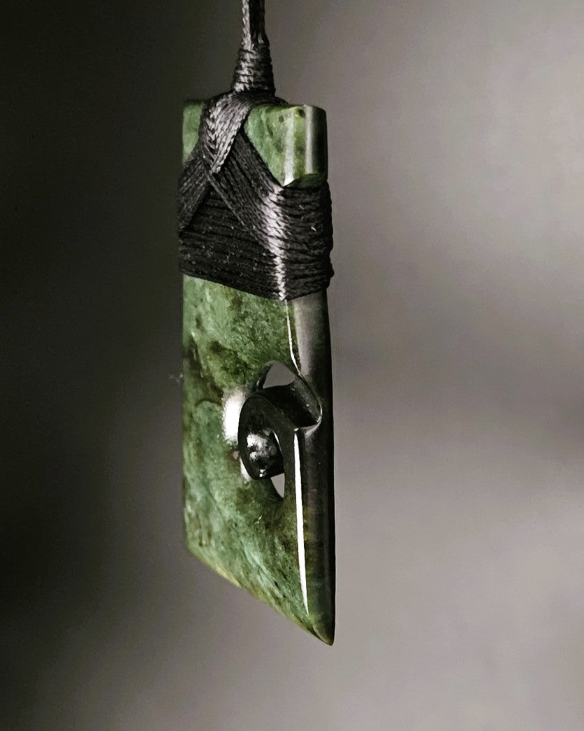 Hand Carved Pounamu Toki/Adze with Koru