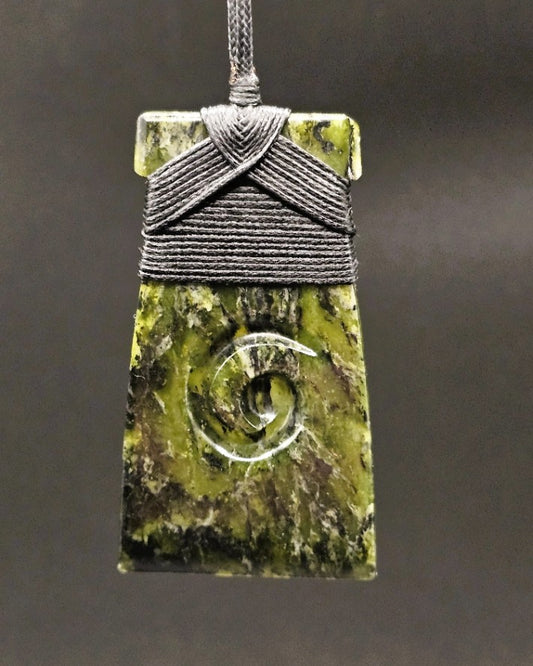 Hand Carved Pounamu Toki/Adze with Koru