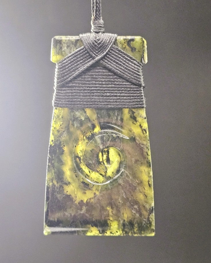 Hand Carved Pounamu Toki/Adze with Koru