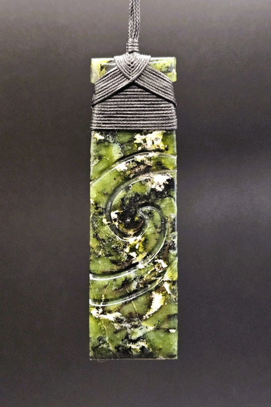 Hand Carved Pounamu Toki/Adze with Koru