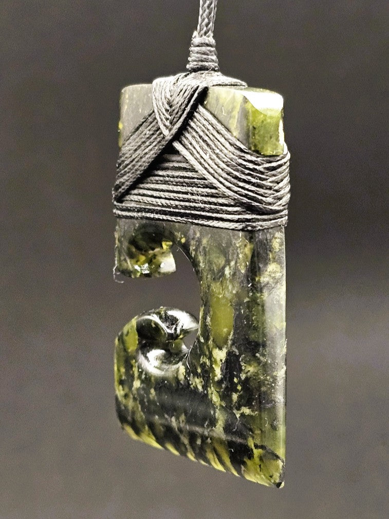 Hand Carved Pounamu Toki/Adze with Koru